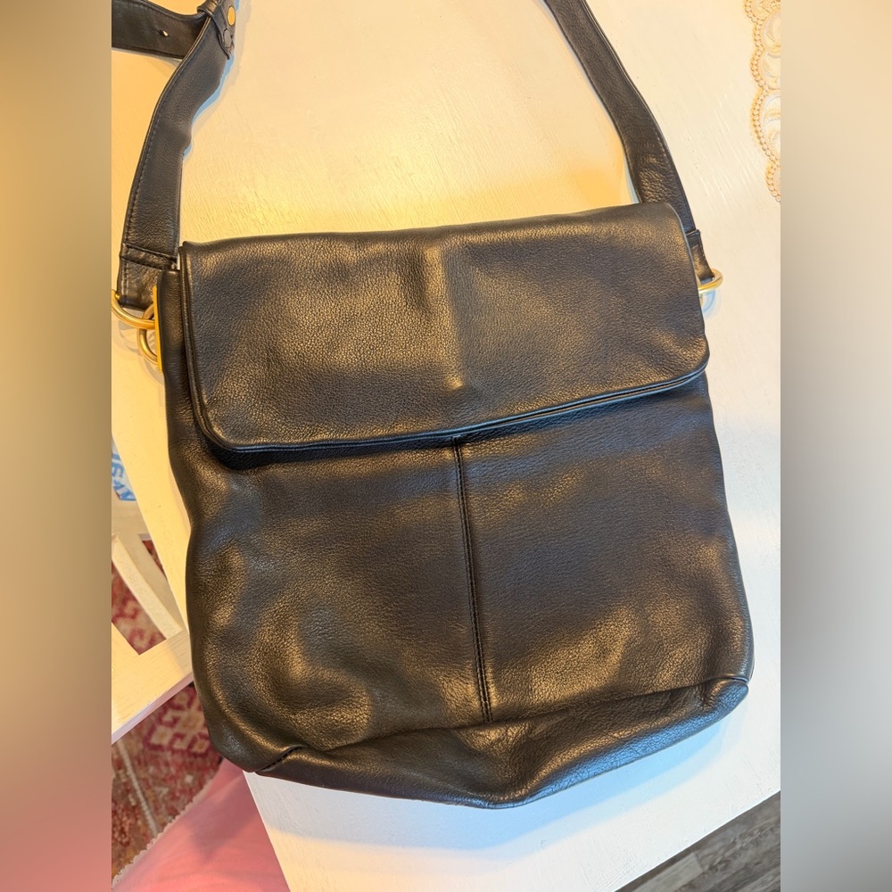 Americana by Sharif Black Leather Shoulder Crossbody Bag